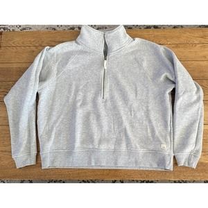 Vuori Women's Collared Half-Zip Pullover Sweater Heather Gray Sz XL Cotton Blend